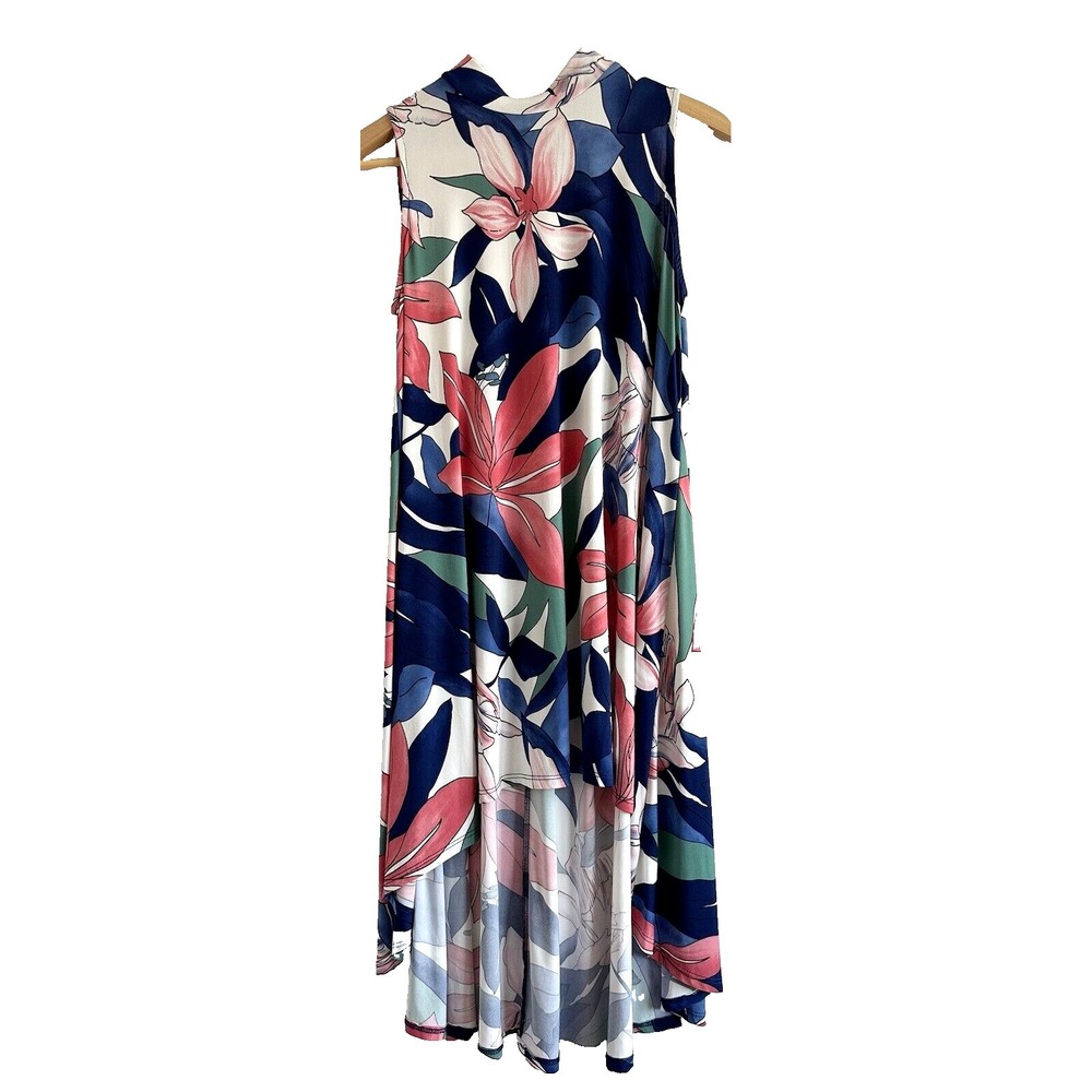 Blooms In The City Dress Women's M Floral Hi Low Stretch Lightweight Made In USA - Picture 3 of 8